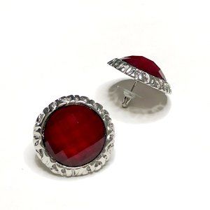 1" Rozette Red Velvet Resin Stud Earrings